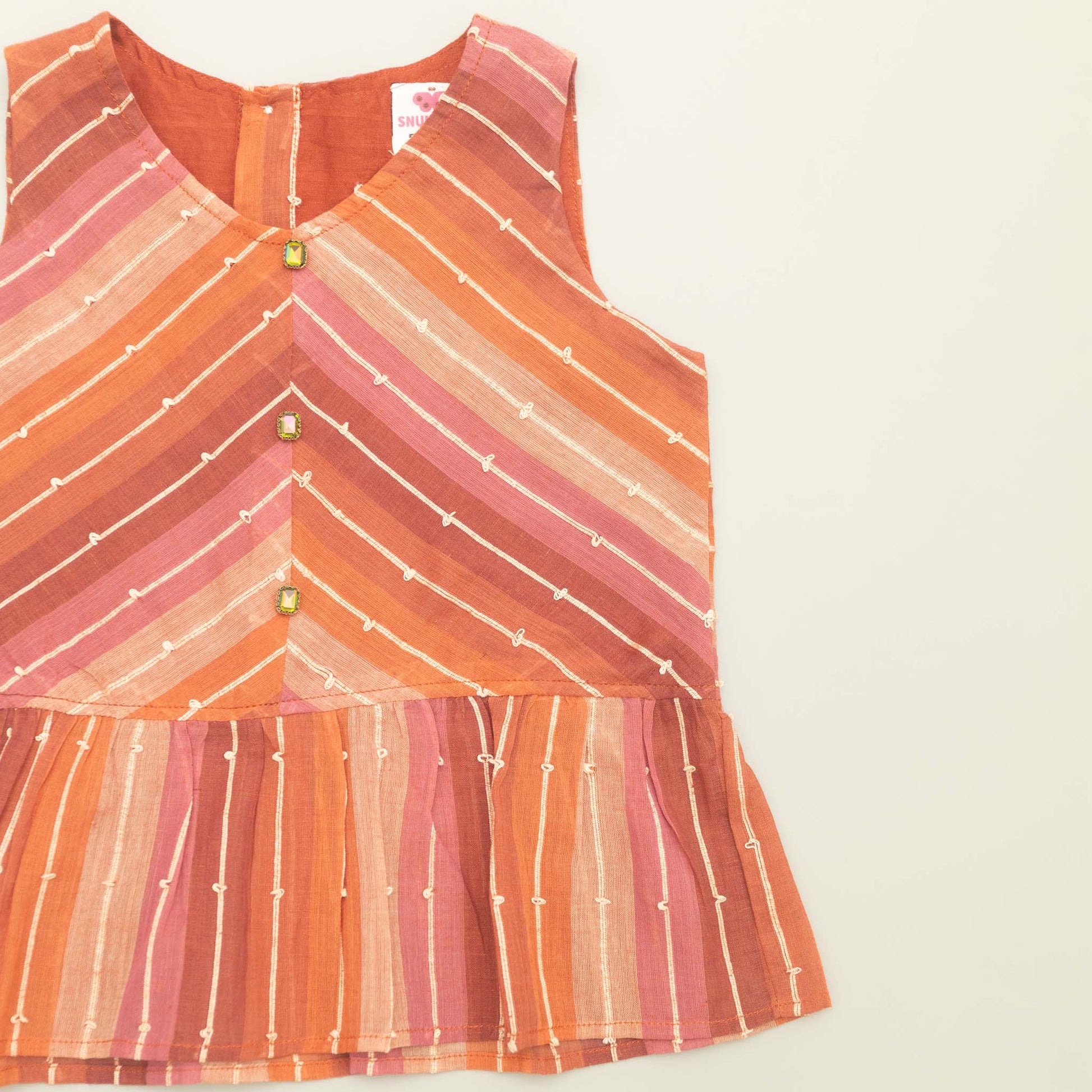 Orange and pink striped top