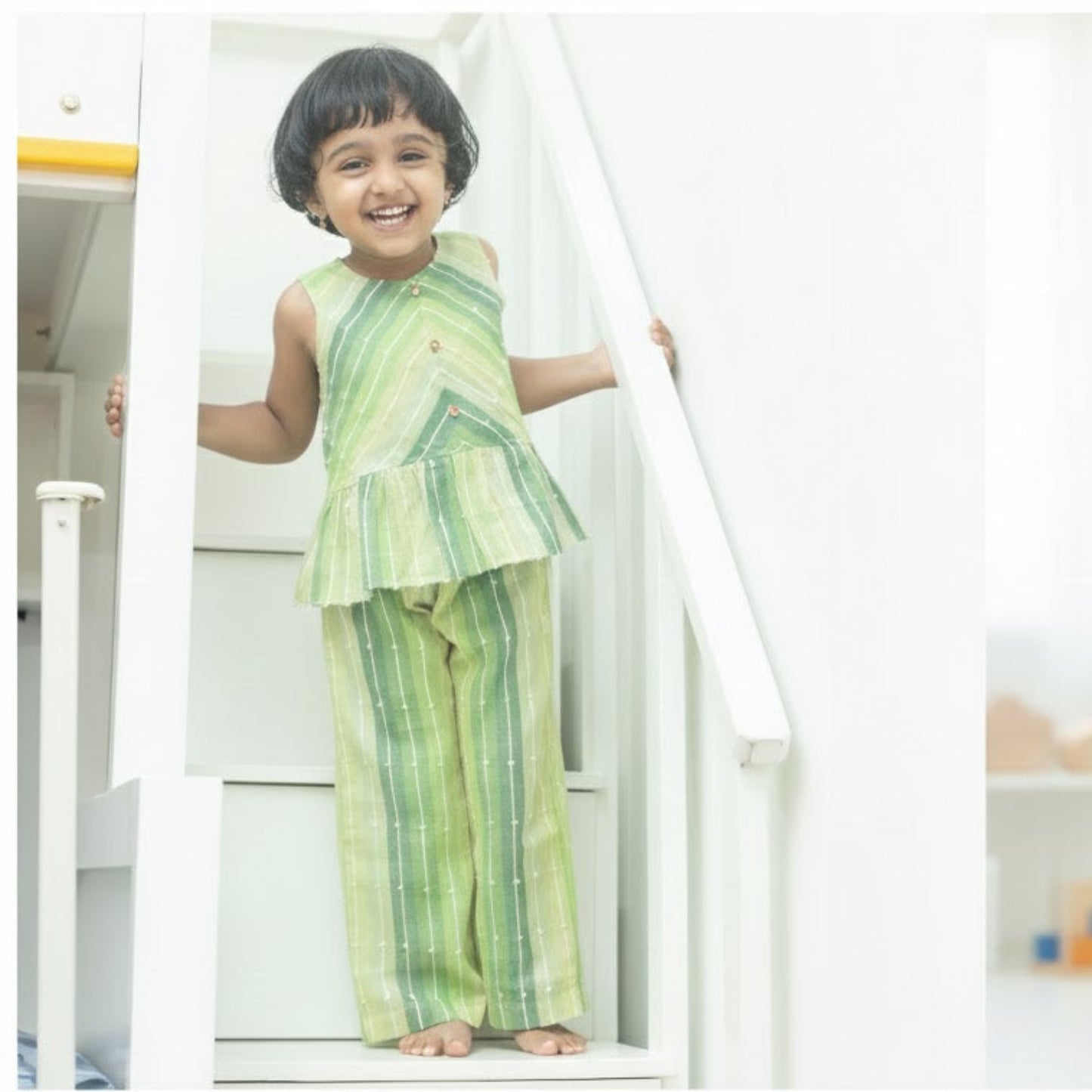 green and white striped coords. sleeveless, top and trouser