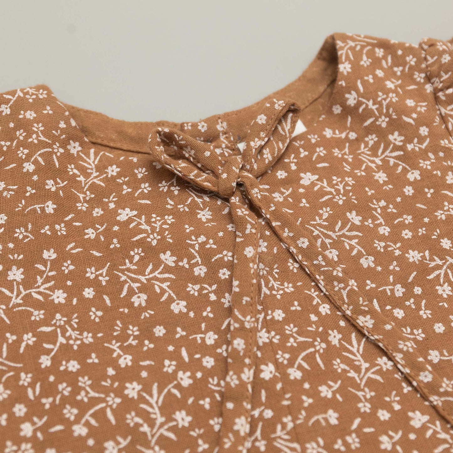 SnukKids Soft Brown Floral mul Cotton Co-Ord Set for Girls