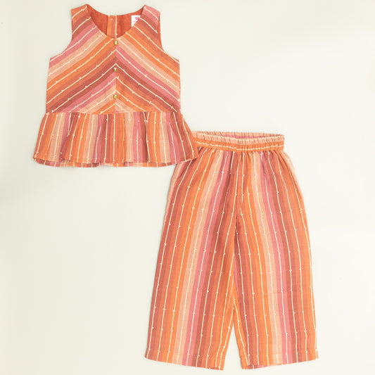 Striped sleeveless top and trouser set. coord set for girls
