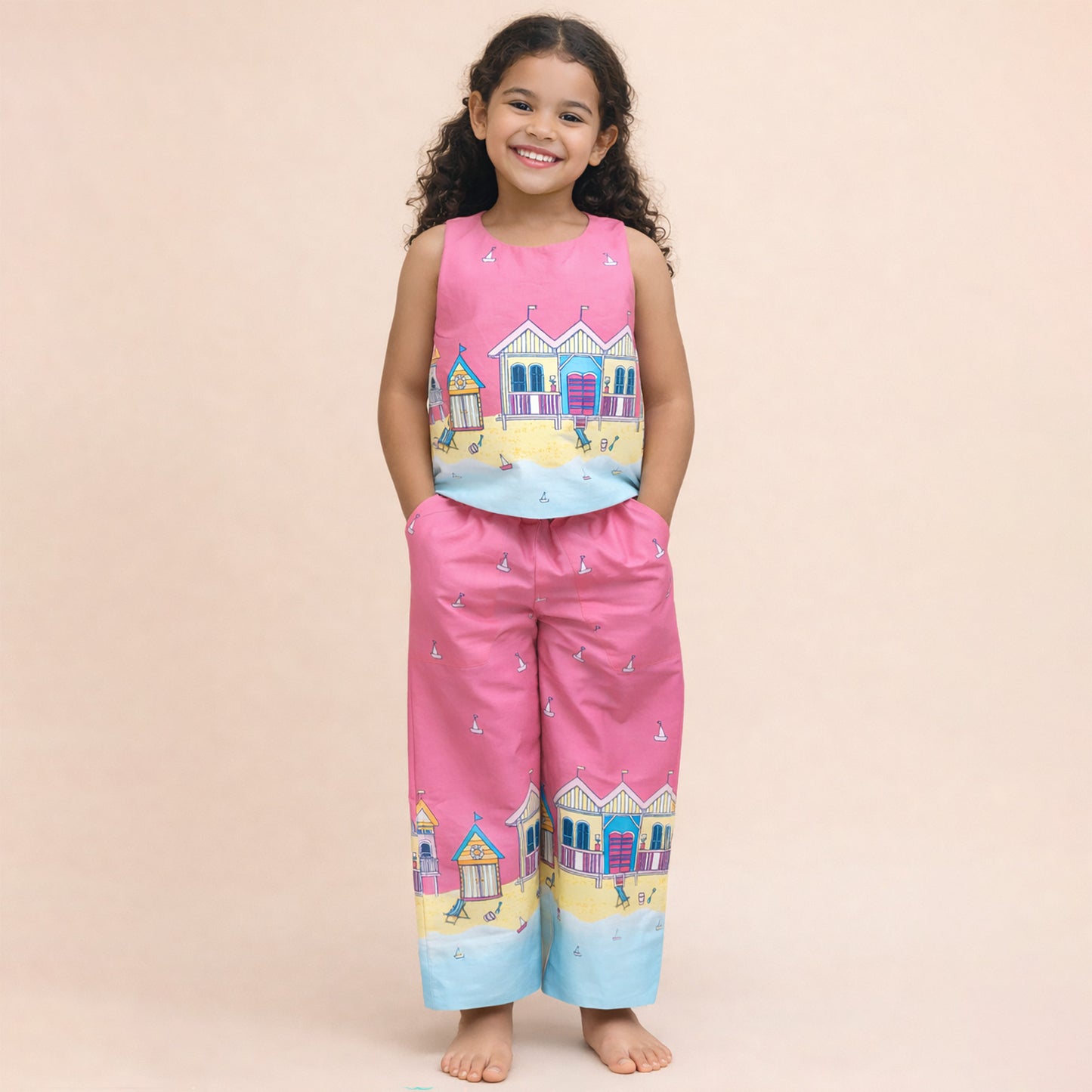 Pink Beach House cotton Co-ord Set