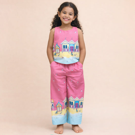 Pink Beach House cotton Co-ord Set